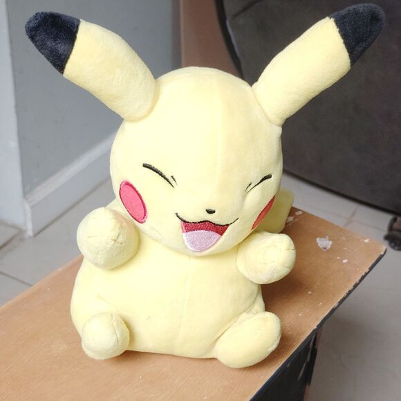 Nintendo Other - Pokemon Laughing Pikachu Eyes Closed Happy 8" Plush 2021 Nintendo Stuffed Yellow